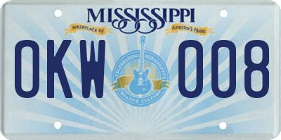 MS license plate OKW008