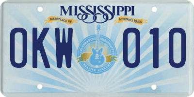 MS license plate OKW010