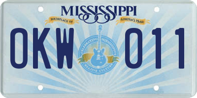 MS license plate OKW011