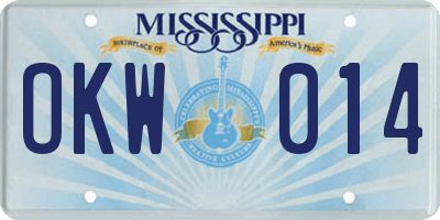 MS license plate OKW014