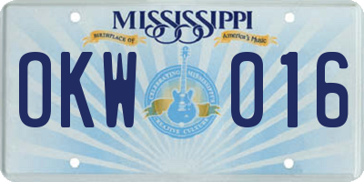 MS license plate OKW016