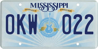 MS license plate OKW022