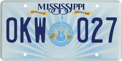 MS license plate OKW027