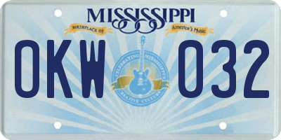 MS license plate OKW032