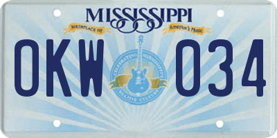MS license plate OKW034