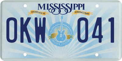 MS license plate OKW041