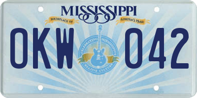 MS license plate OKW042