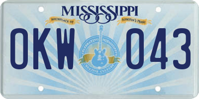 MS license plate OKW043