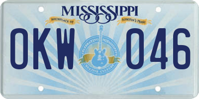 MS license plate OKW046