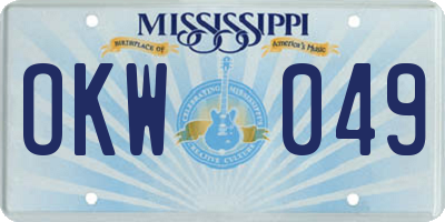 MS license plate OKW049