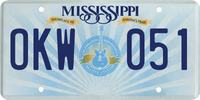 MS license plate OKW051