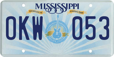 MS license plate OKW053
