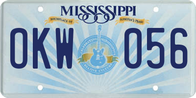 MS license plate OKW056