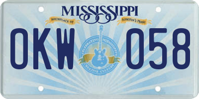 MS license plate OKW058