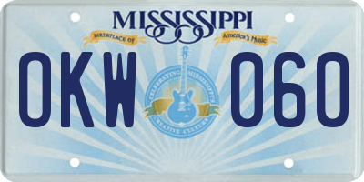 MS license plate OKW060