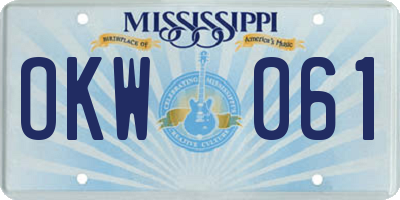MS license plate OKW061