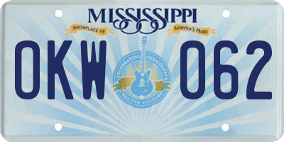 MS license plate OKW062