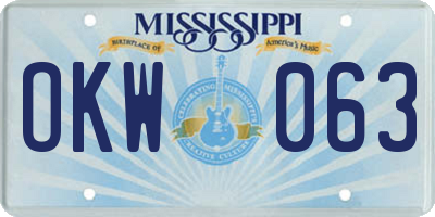 MS license plate OKW063