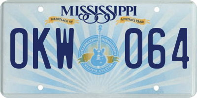 MS license plate OKW064