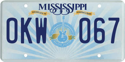MS license plate OKW067