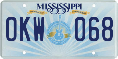 MS license plate OKW068