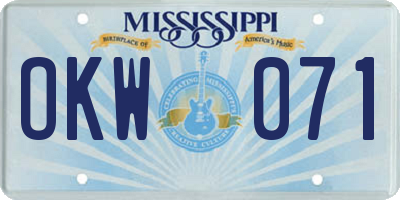 MS license plate OKW071
