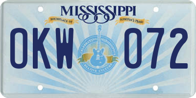 MS license plate OKW072