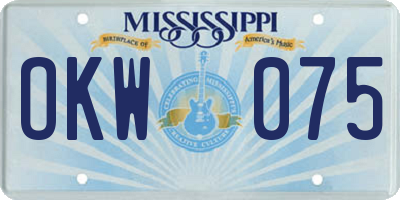 MS license plate OKW075