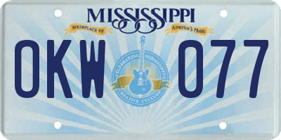 MS license plate OKW077
