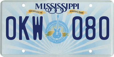 MS license plate OKW080