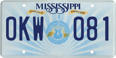 MS license plate OKW081
