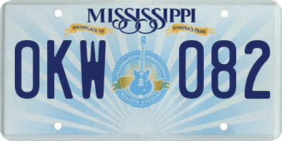 MS license plate OKW082