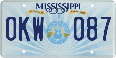 MS license plate OKW087