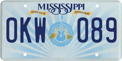 MS license plate OKW089