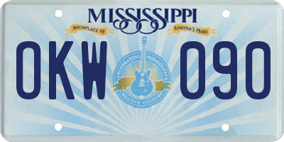 MS license plate OKW090