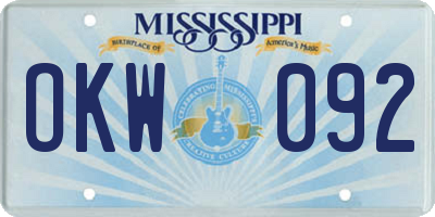 MS license plate OKW092
