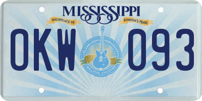 MS license plate OKW093