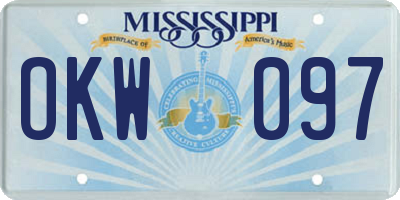 MS license plate OKW097