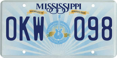 MS license plate OKW098