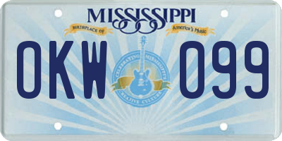 MS license plate OKW099