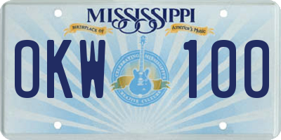 MS license plate OKW100