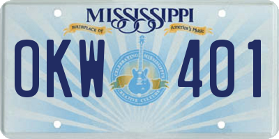 MS license plate OKW401