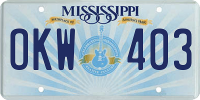 MS license plate OKW403
