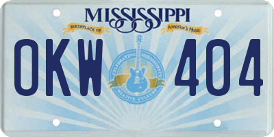 MS license plate OKW404
