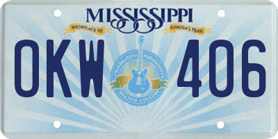 MS license plate OKW406