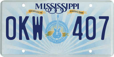 MS license plate OKW407