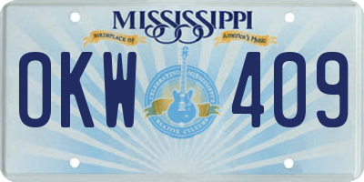 MS license plate OKW409