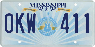MS license plate OKW411