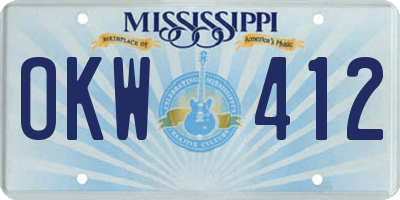 MS license plate OKW412