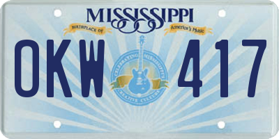 MS license plate OKW417
